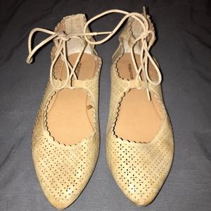 Brown/Tan Lace up Flats Size 9
